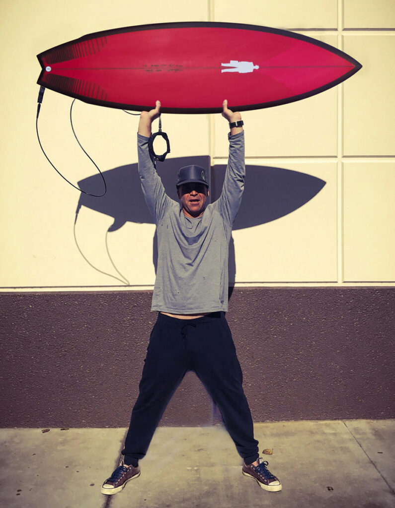 erik with his twin turbine surfboard