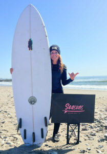 claudia with 7'6 MonstaChief shortboard for New York waves
