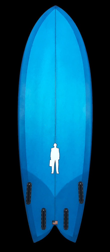 post mod retro twin fin fish in baltic blue resin tints