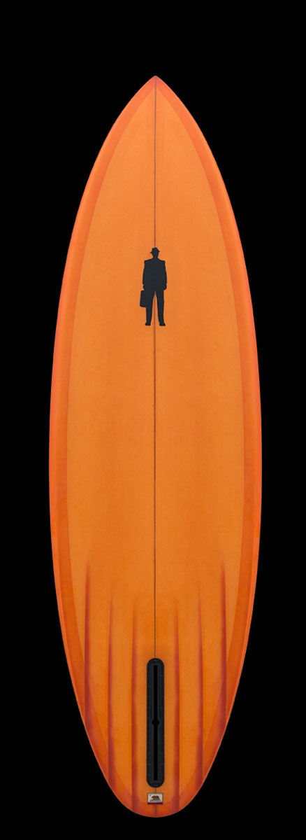 Sickle Six Channel Single Fin in tangerine resin tints