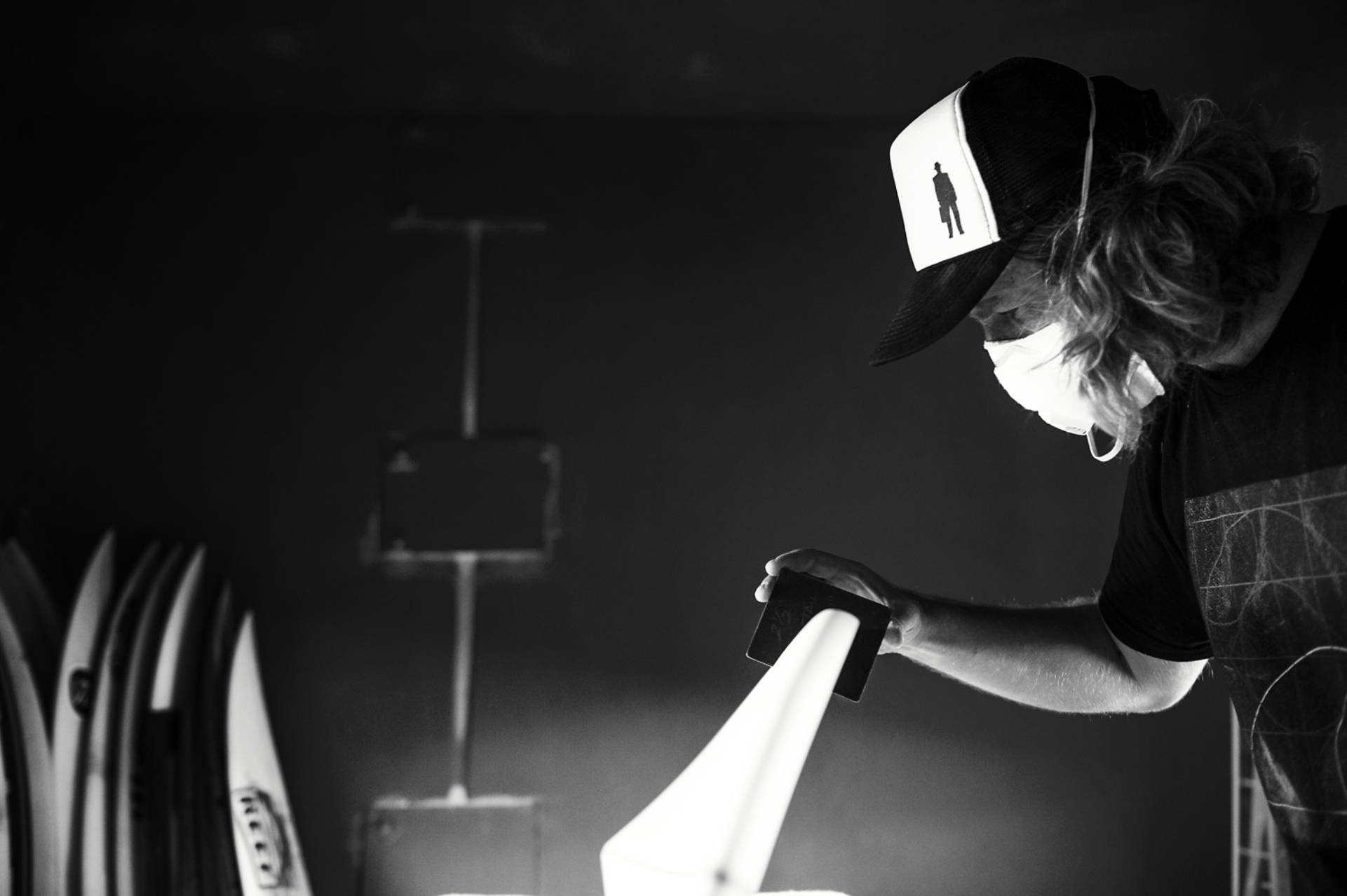 Todd Proctor surfboard shaper, shaping room photo by Dylan Gordon