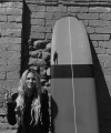 Lauren's longboard Malibu wall